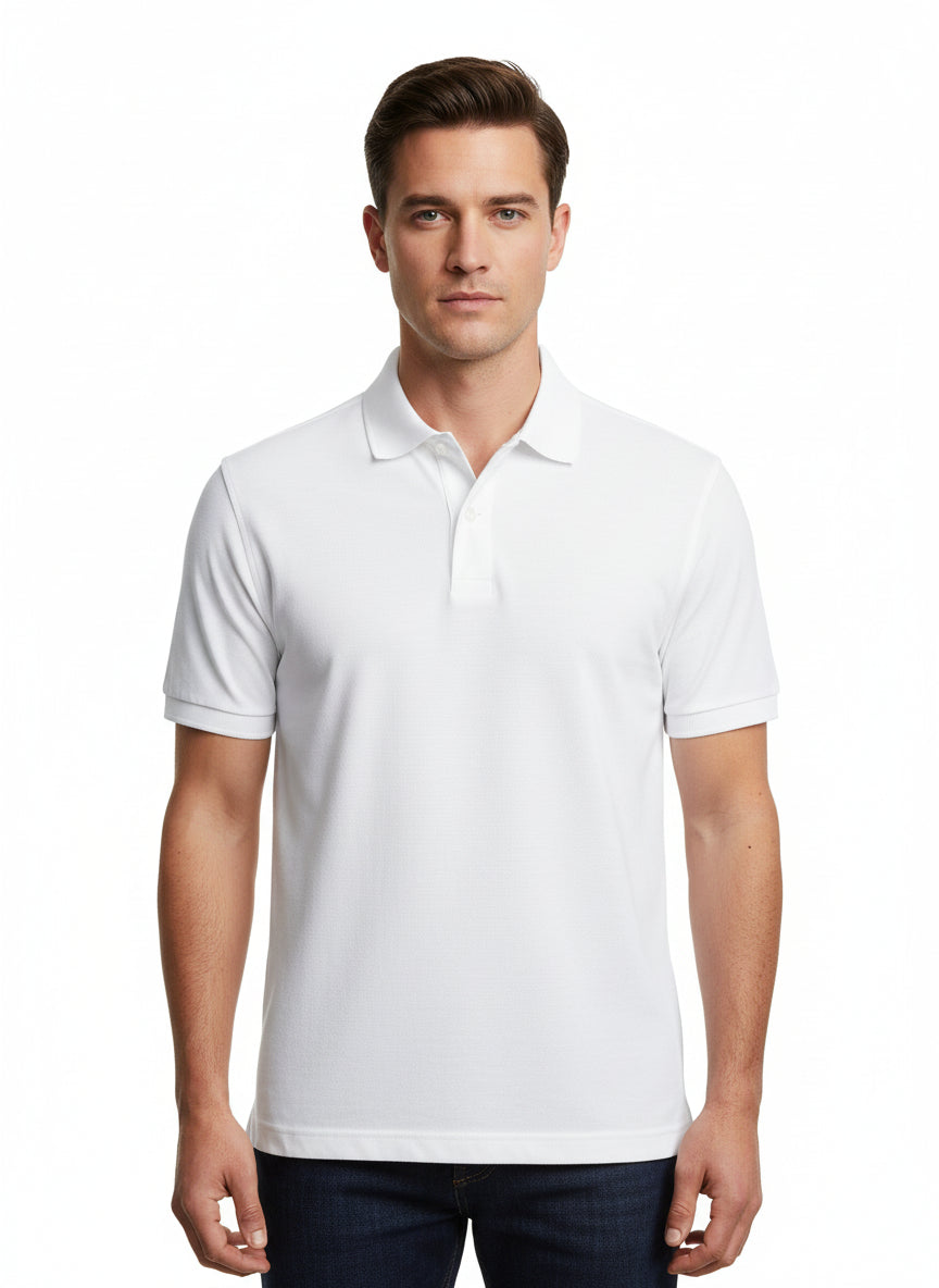 White Double Jersey Half Sleeve Polo Shirt