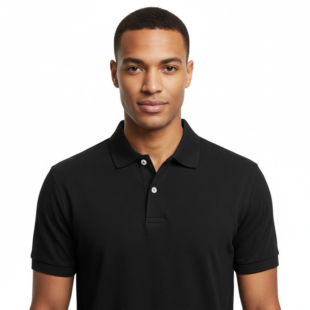 Black Double Jersey Half Sleeve Polo Shirt