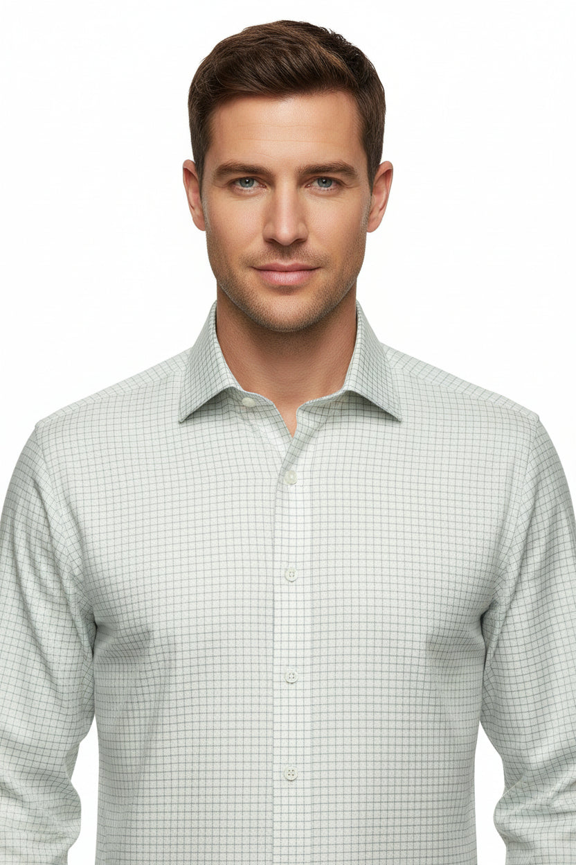 NAVY TATTERSALL EGYPTIAN COTTON NON IRON DRESS SHIRT