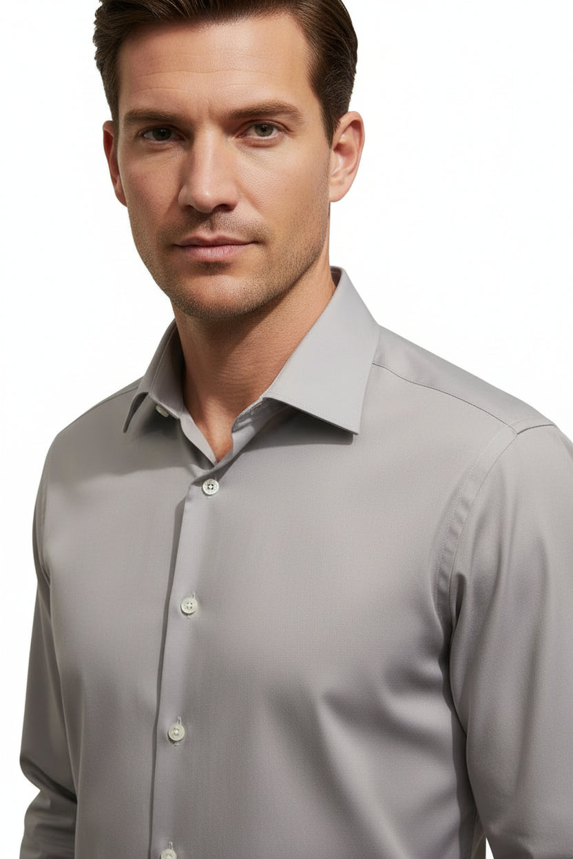 Solid silver Grey cotton lycra shirt