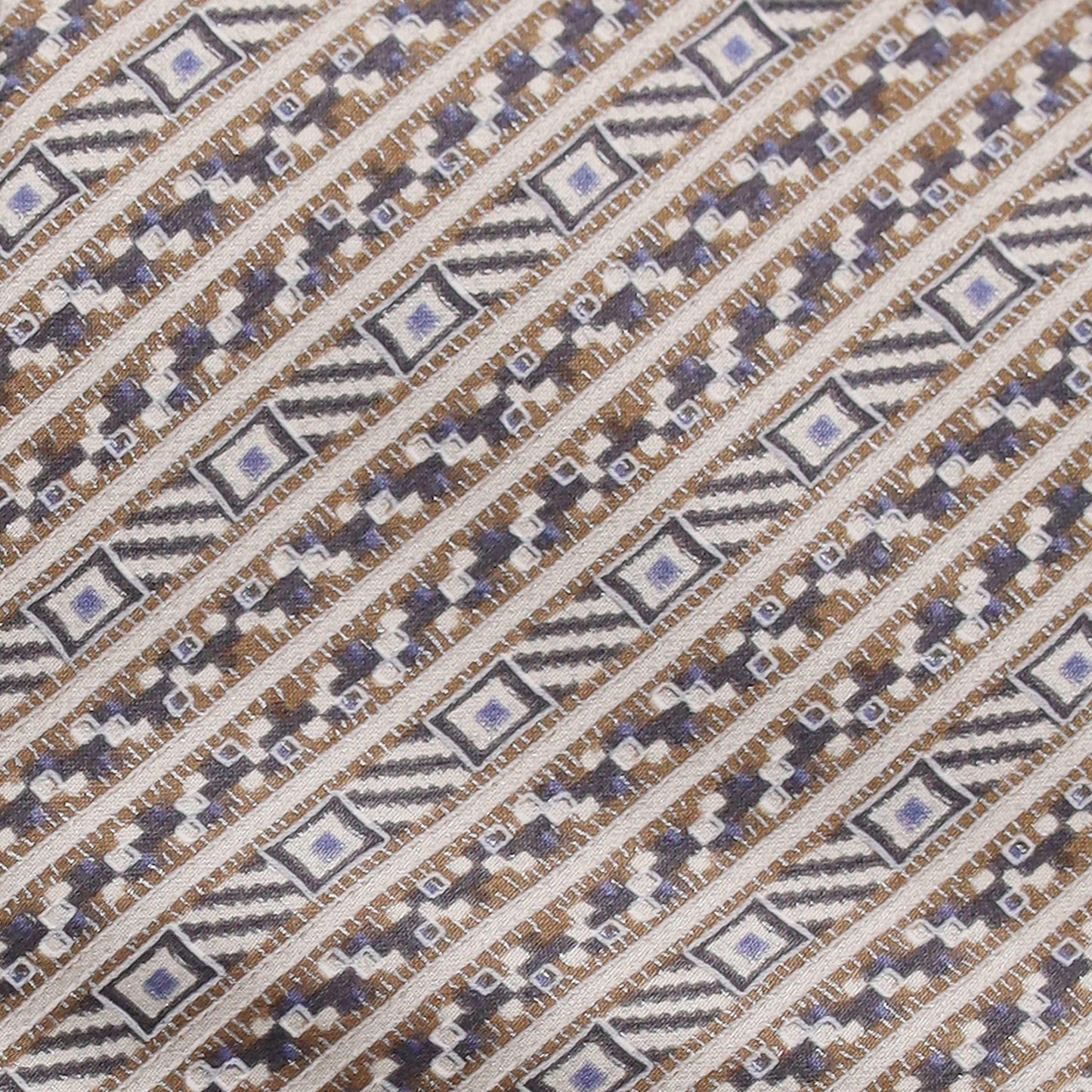 BEIGE AND BROWN DIAGONAL HERRINGBONE SILK TIE - Just White Shirts