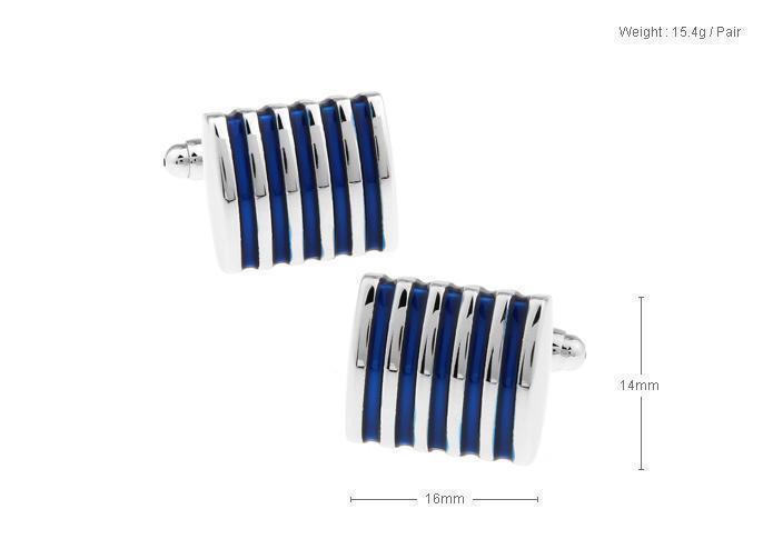 Blue Ename and Silver Curved Metal Cufflinks main image 0