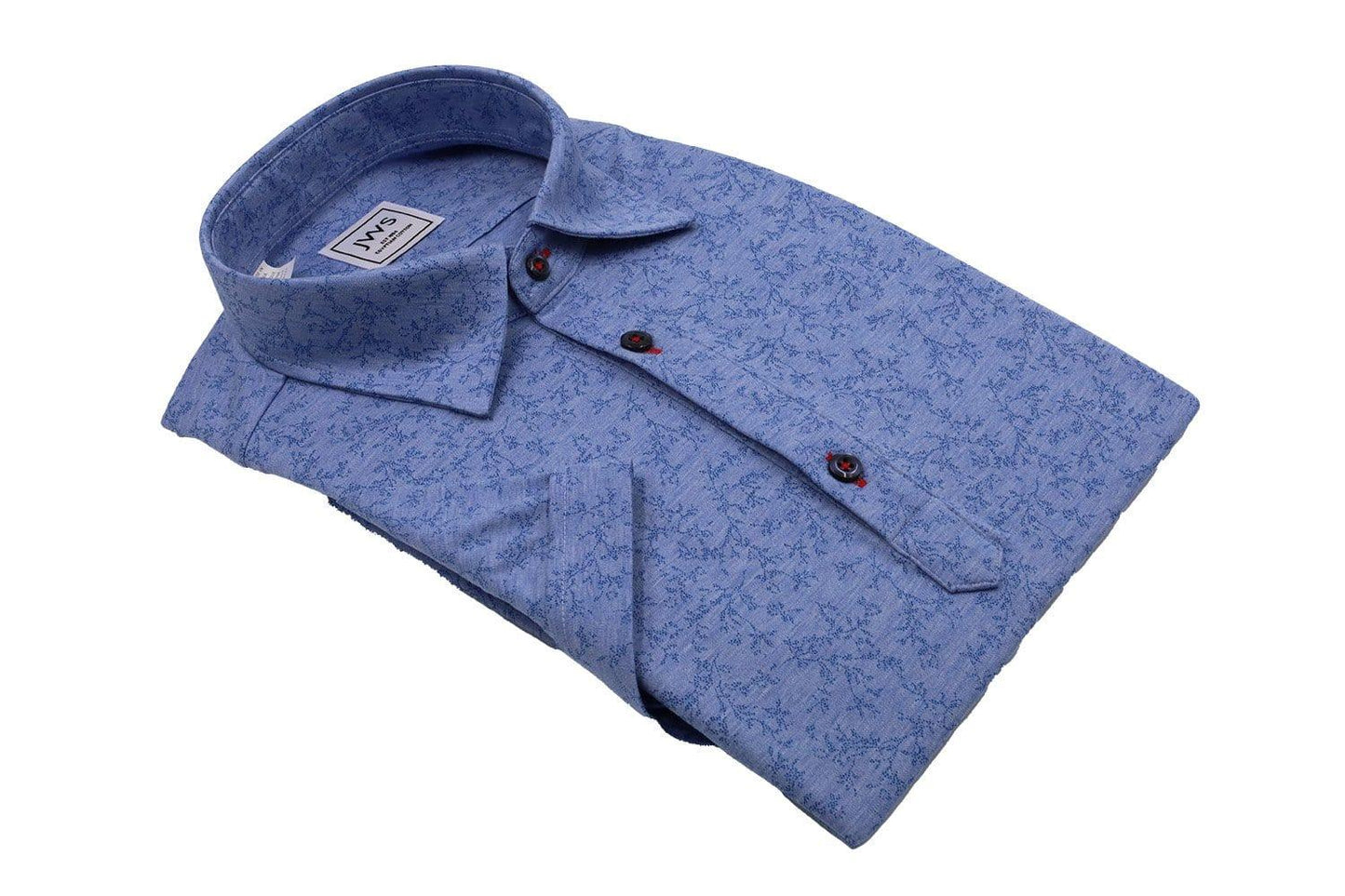 Blue Leaf Jacquard Fine Pique Polo Shirt - Just White Shirts