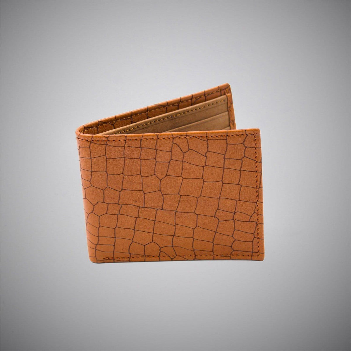 Cognac Leather Wallet Embossed Leather With Tan Suede Interior Just