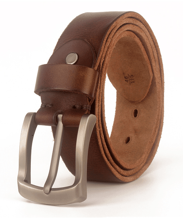 Dressy Matt Finish Casual Leather Belt - Just White Shirts