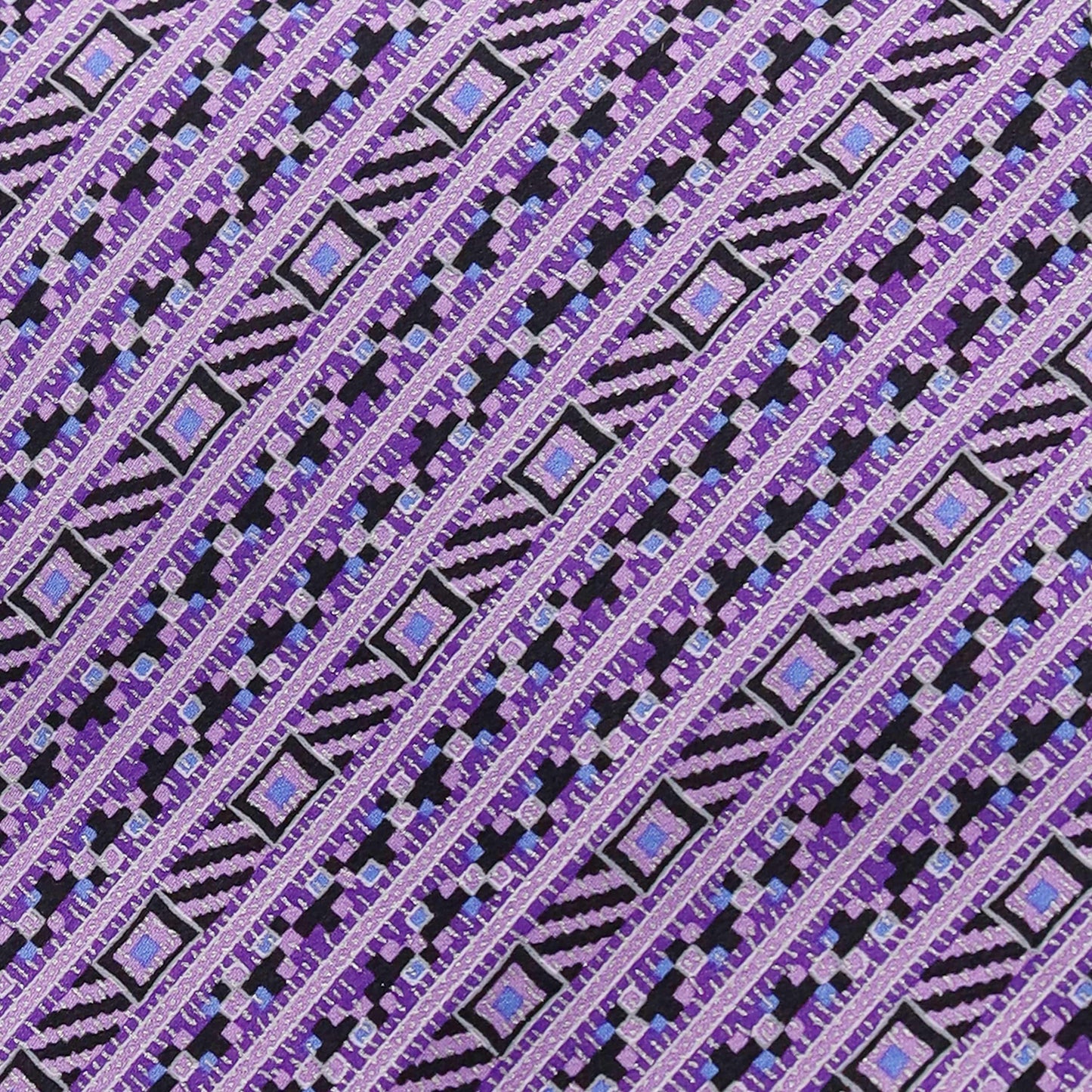 LAVENDER GEOMETRIC DESIGN WITH STRIPES SILK TIE - Just White Shirts