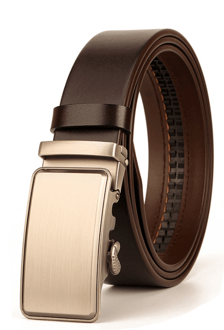 Matt Finish Ratcheted Leather Dress Belt - Just White Shirts