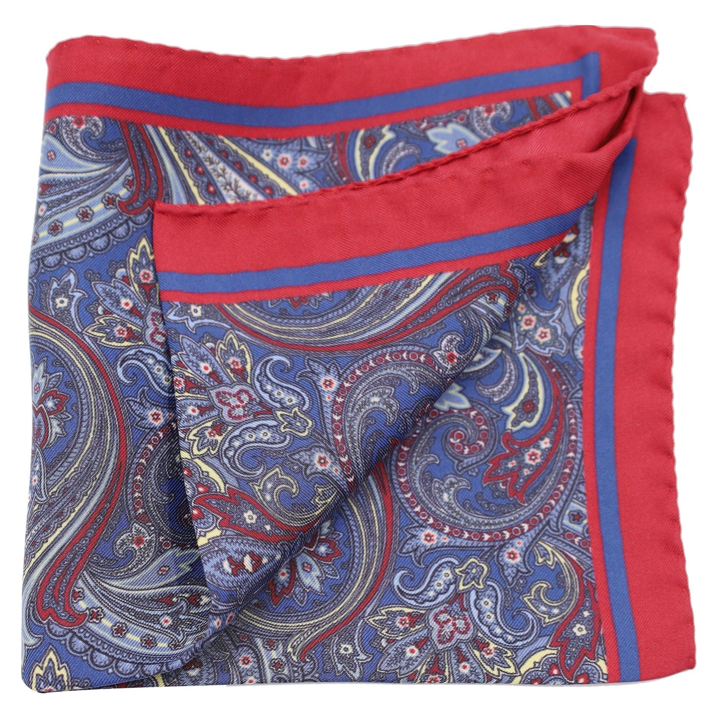 Navy and Maroon Paisley Silk Pocket Square - Just White Shirts