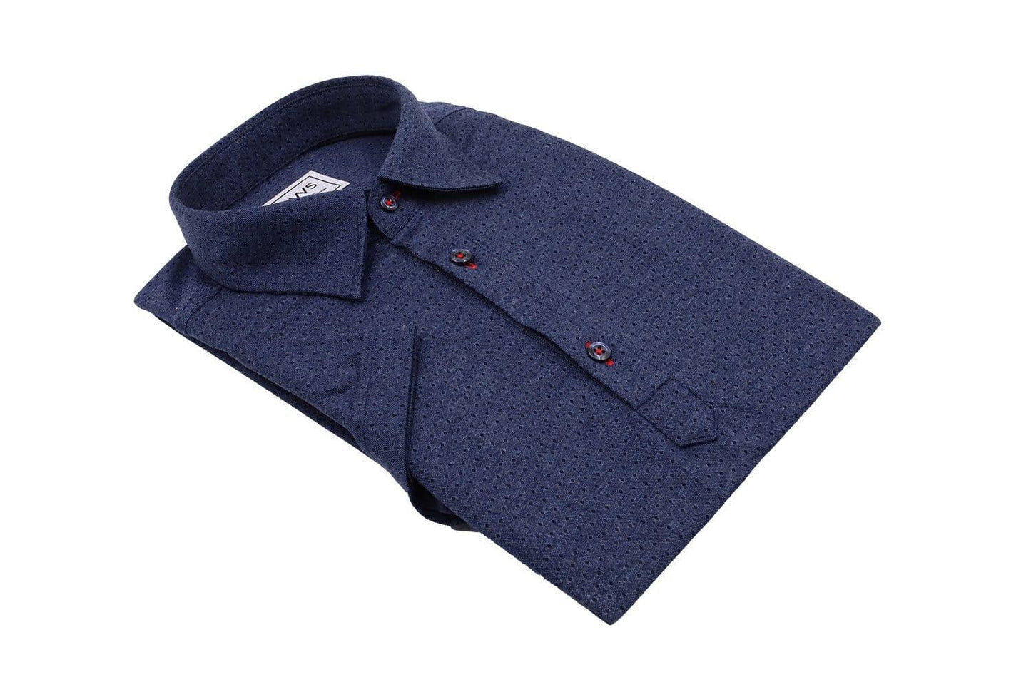 Navy Micro Dobby Knit Polo Shirt - Just White Shirts