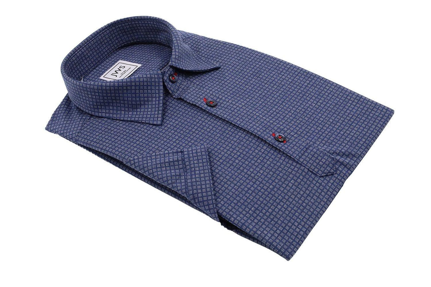 Navy Squares Dobby Knit Polo Shirt - Just White Shirts