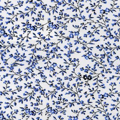Printed Solid White Fabric with Blue Leaf Pattern Classic Custom Shirt - Just White Shirts