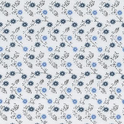 Printed Solid White Fabric with Green and Blue Floral Pattern Classic Custom Shirt - Just White Shirts