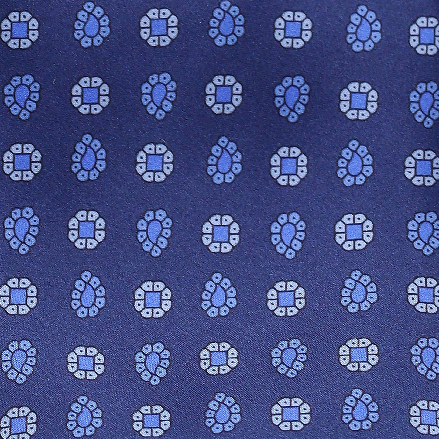 SKY BLUE FOULARD ON MID BLUE SILK TIE - Just White Shirts