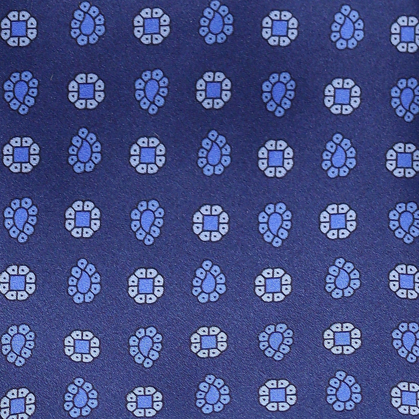 SKY BLUE FOULARD ON MID BLUE SILK TIE - Just White Shirts