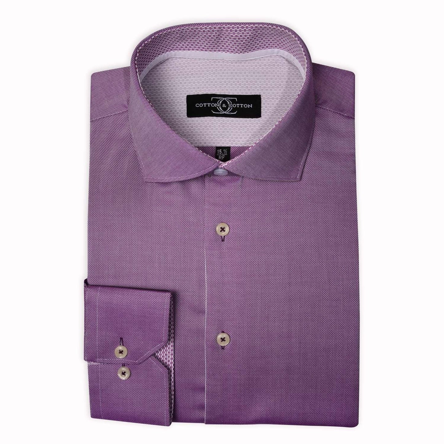 Sports Shirt Lilac Royal Oxford with Lilac printed Trims - Just White Shirts