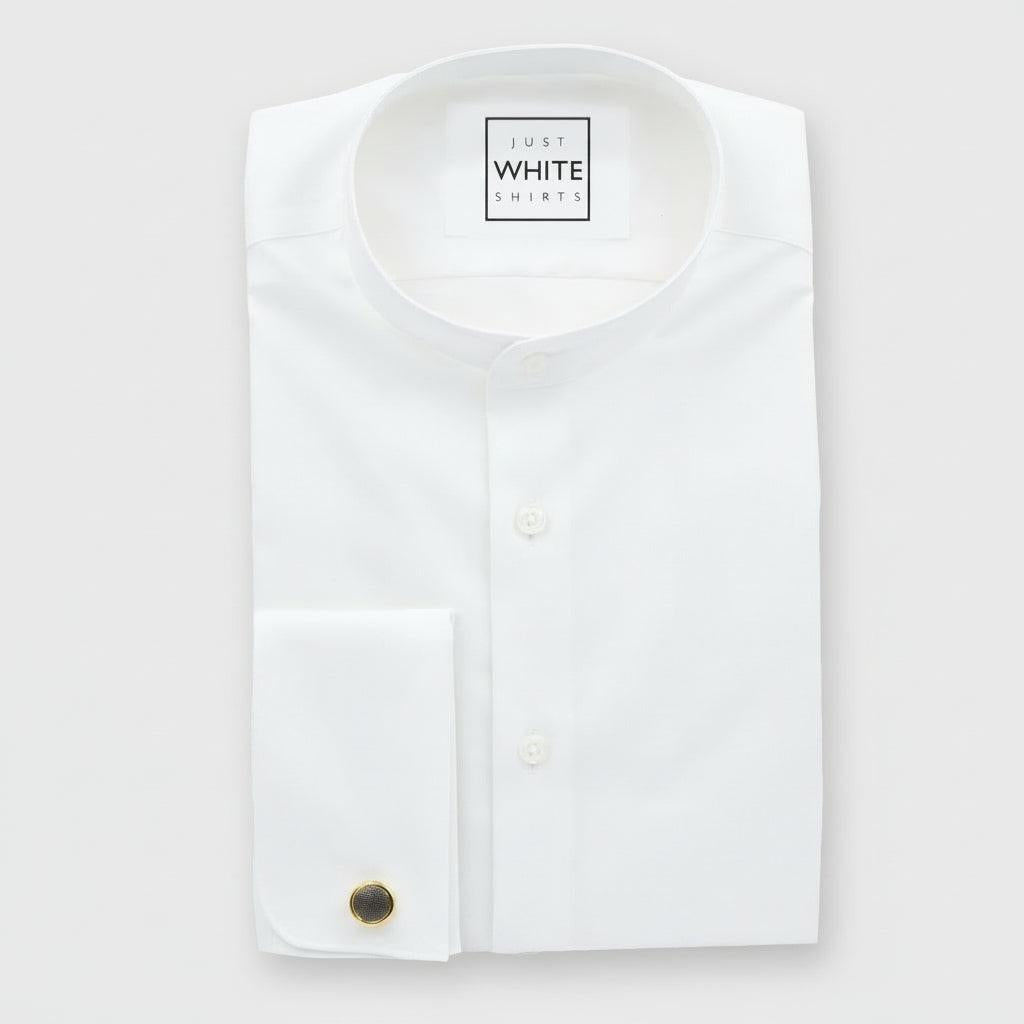 Men's White Mandarin Collar Shirt