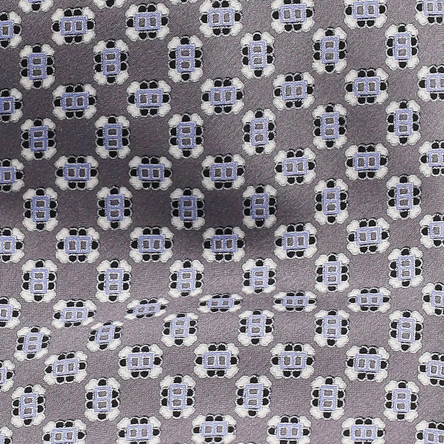 WHITE FOULARD ON MID GREY SILK TIE - Just White Shirts