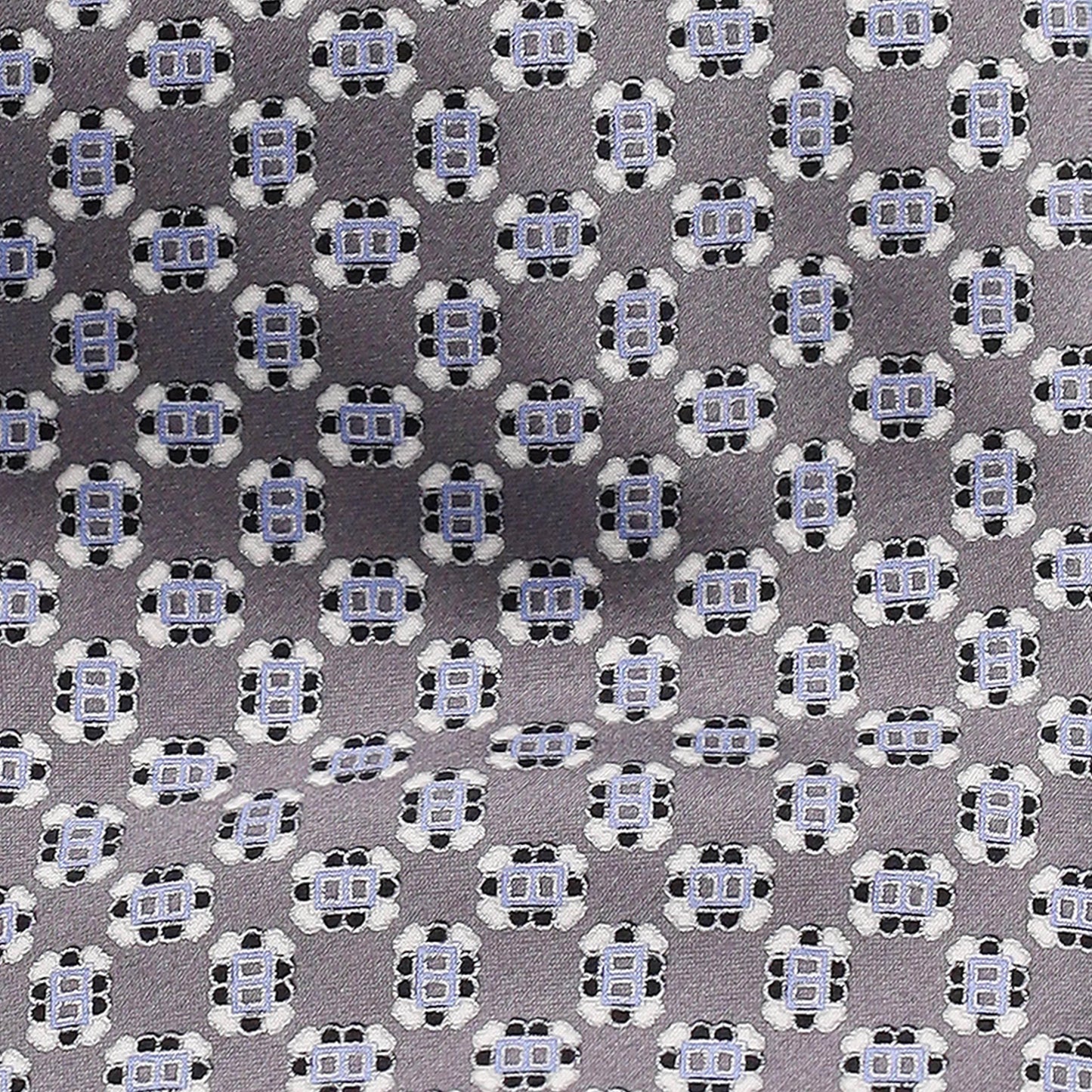WHITE FOULARD ON MID GREY SILK TIE - Just White Shirts