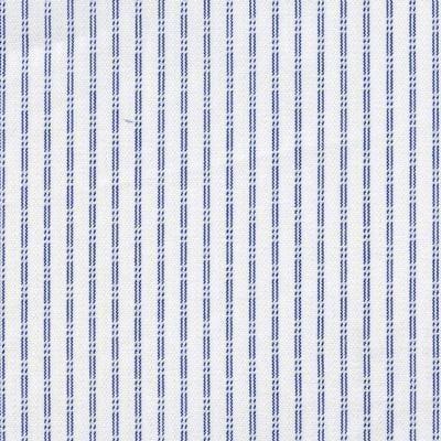 White Ground Jacquard Weave with Double Blue Hairline Stripes Classic Custom Shirt 100c 80/2*40 Sam701a - Just White Shirts