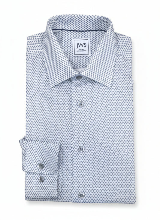 Grey Micro-Propeller On White Background Printed Business Casual Shirt