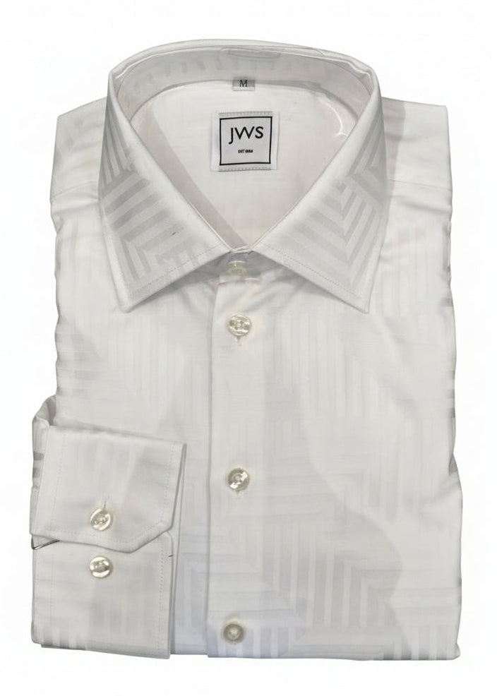 White Dobby Self Design Casual Shirt