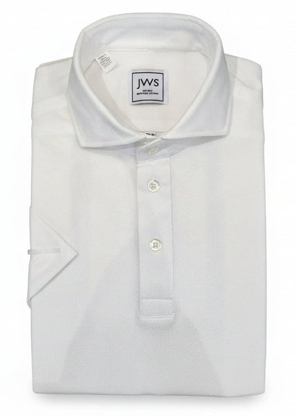 White Knitted Pique Polo Shirt Short Sleeve