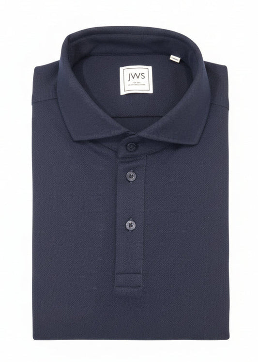 Dark Blue Knitted Pique Polo Shirt Short Sleeve