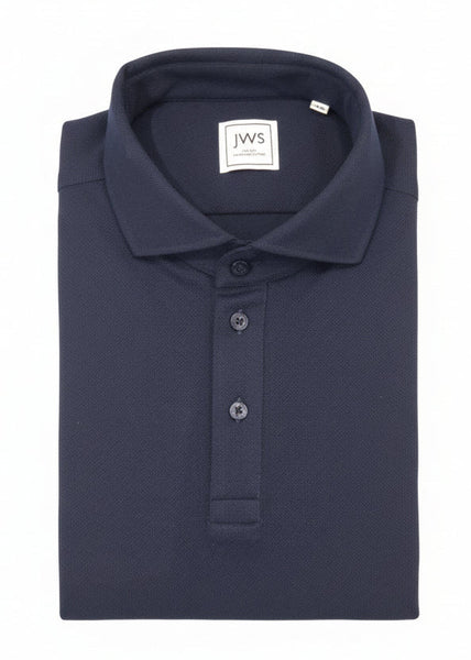Dark Blue Knitted Pique Polo Shirt Short Sleeve