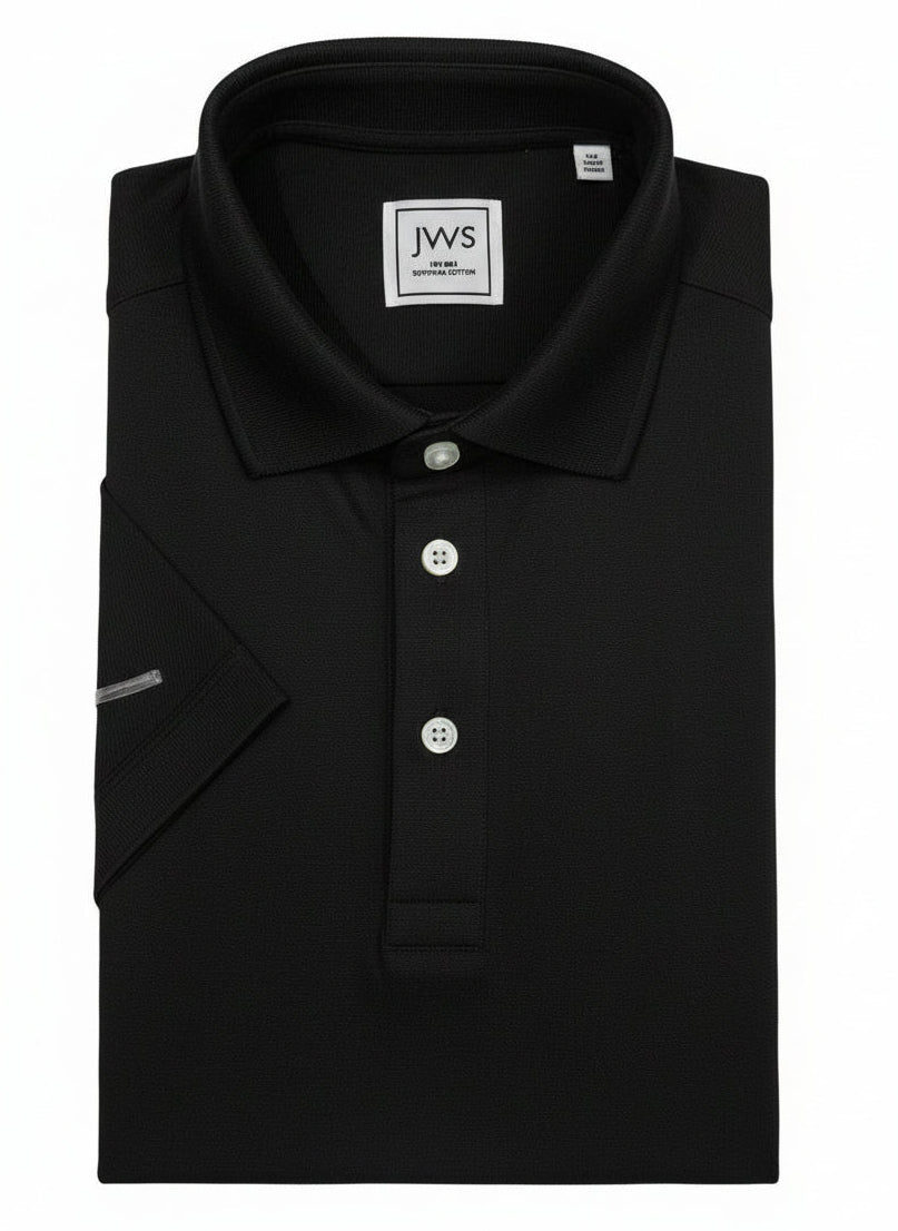 Black Double Jersey Half Sleeve Polo Shirt