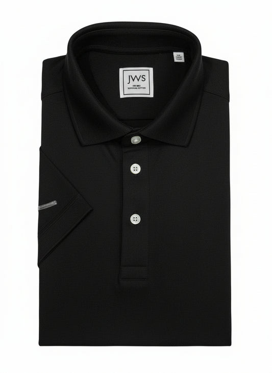 Black Double Jersey Half Sleeve Polo Shirt