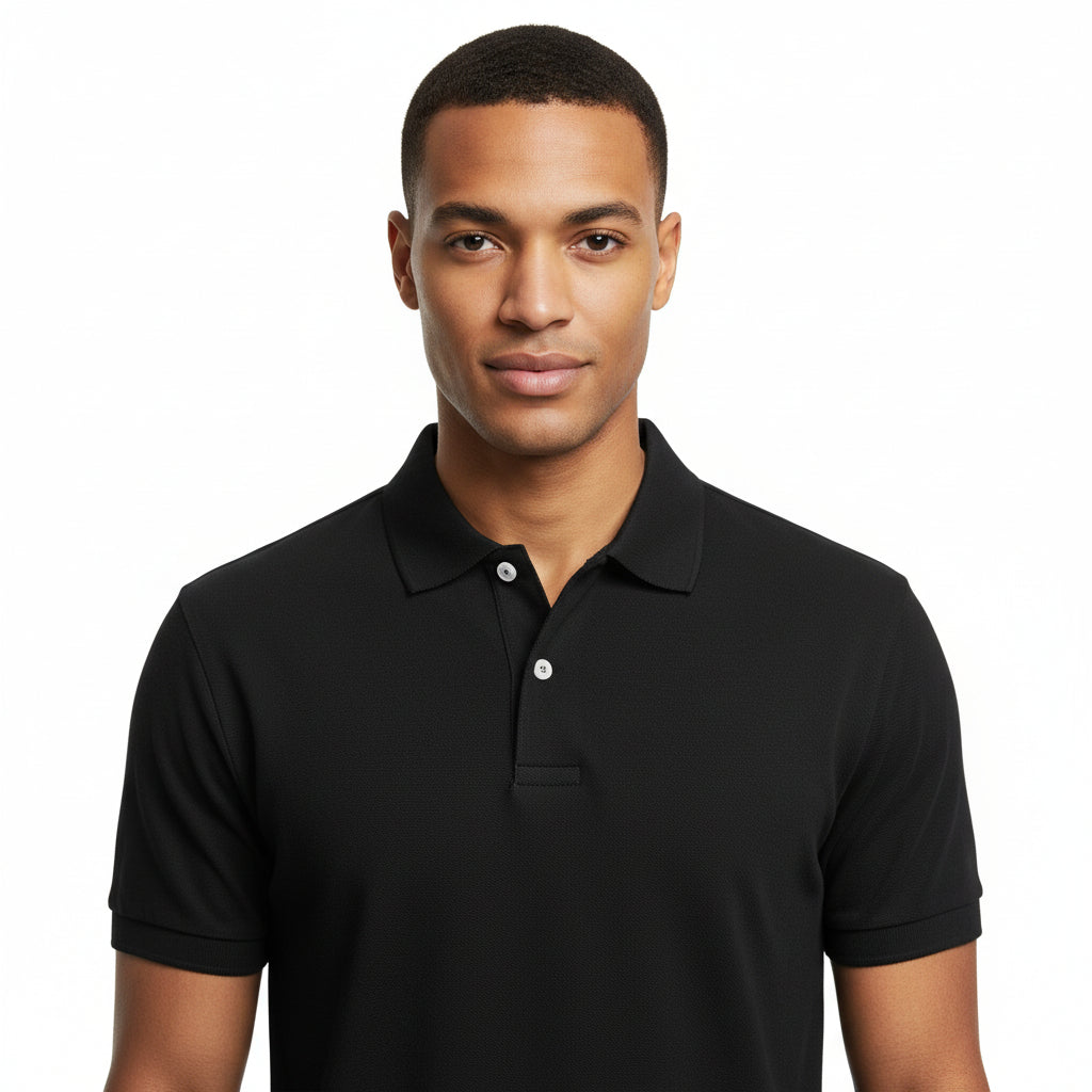 Black Double Jersey Half Sleeve Polo Shirt