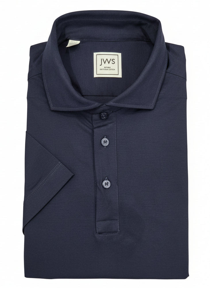 Dark Blue Double Jersey Half Sleeve Polo Shirt