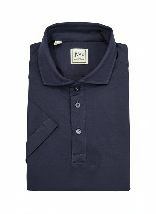 Dark Blue Double Jersey Half Sleeve Polo Shirt