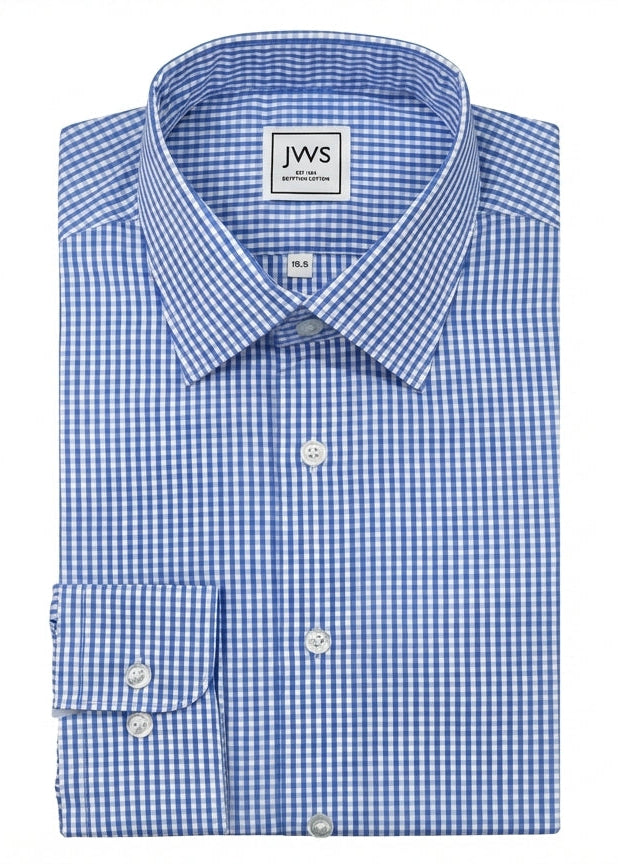 BLUE GINGHAM DRESS SHIRT