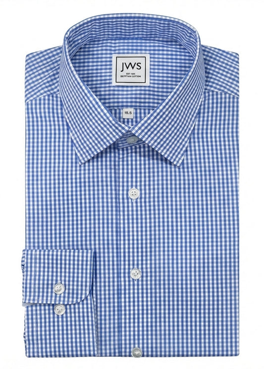BLUE GINGHAM DRESS SHIRT