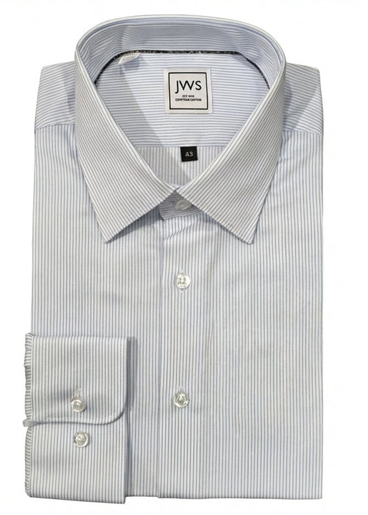 SKY BLUE FINE STRIPE FINE TWILL DRESS SHIRT