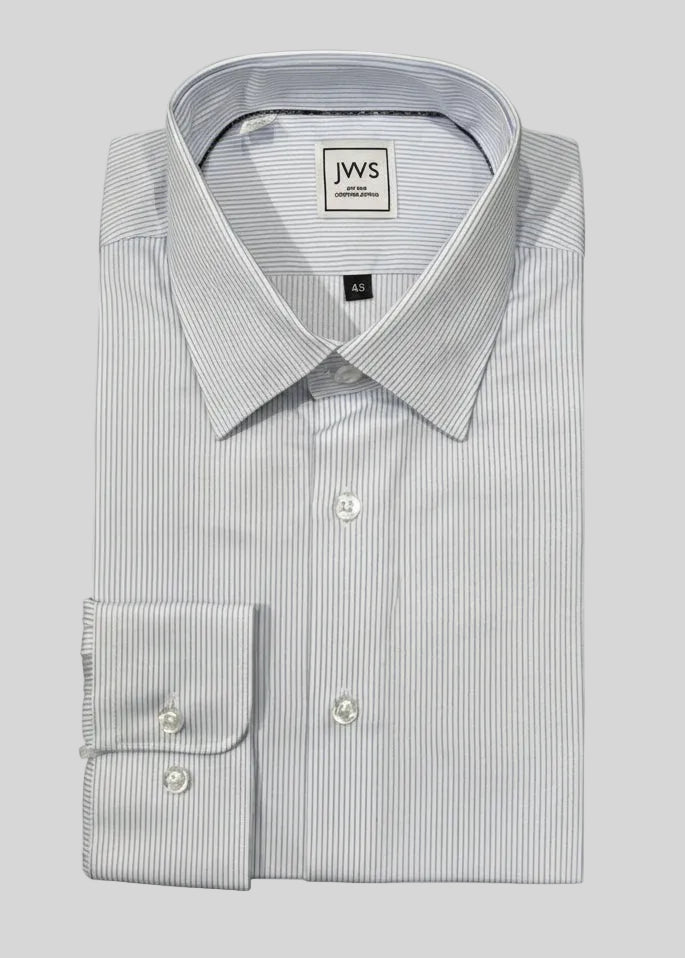 SKY BLUE FINE STRIPE FINE TWILL DRESS SHIRT