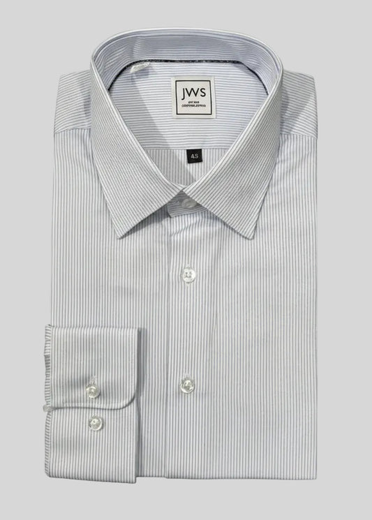 SKY BLUE FINE STRIPE FINE TWILL DRESS SHIRT