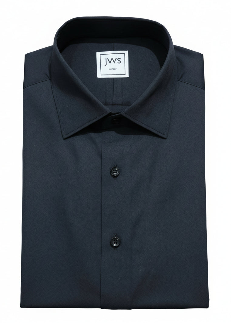 Solid Black Evening Shirt Cotton Lycra
