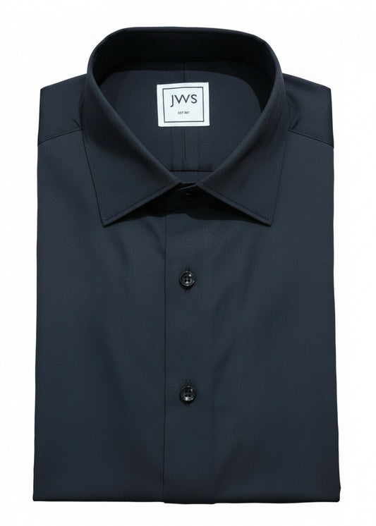 Solid Black Evening Shirt Cotton Lycra