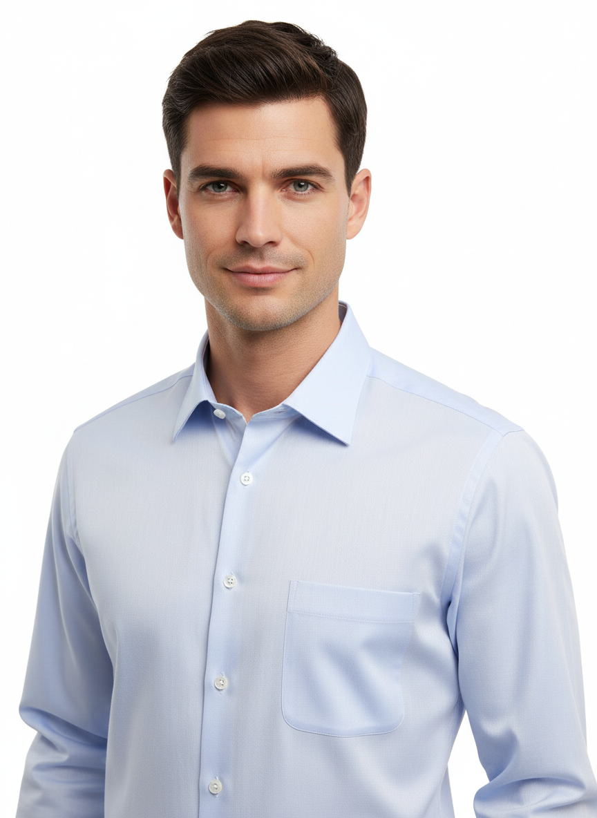 Non-Iron Solid Light Blue Shirt