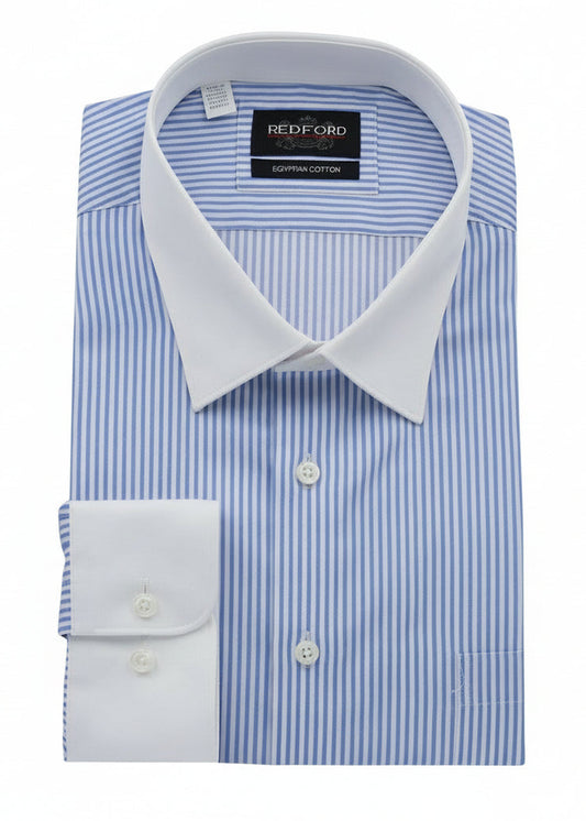 Banker Collar Light Blue Stripe Shirt