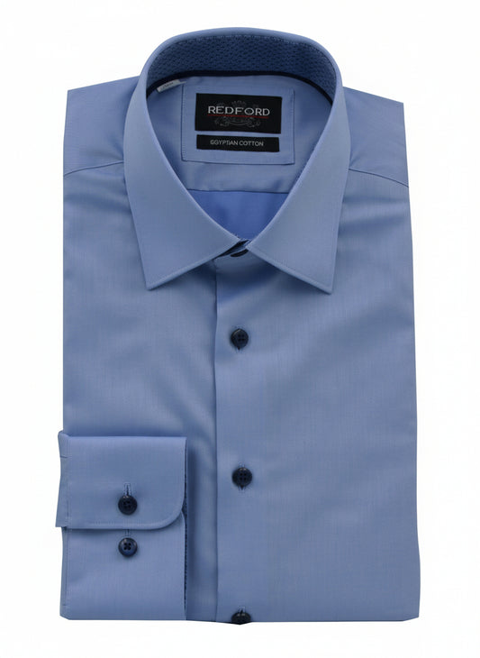 Blue Shirt with Black Buttons