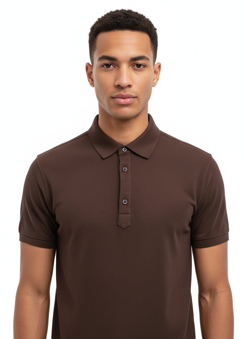 Chocolate Brown Pique Polo Shirt