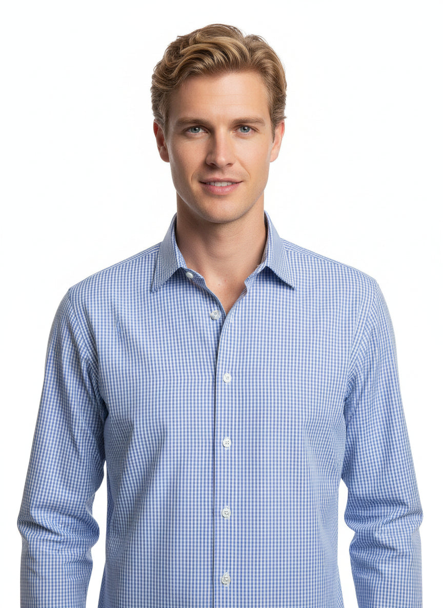 Classic Blue Gingham Check Shirt