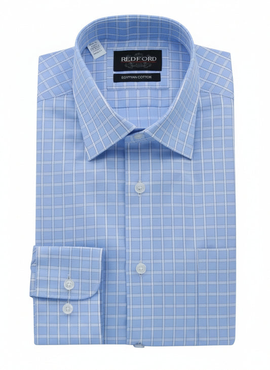 Light Blue Two-Tone Check Shirt