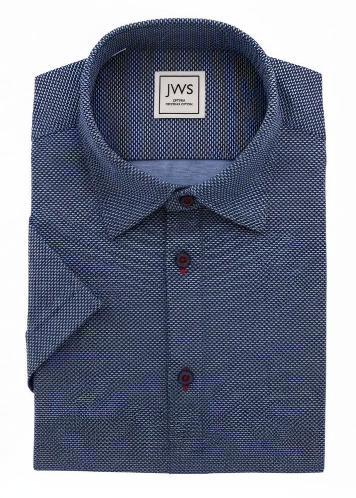 Navy Half Moon Dobby Knit Polo Shirt