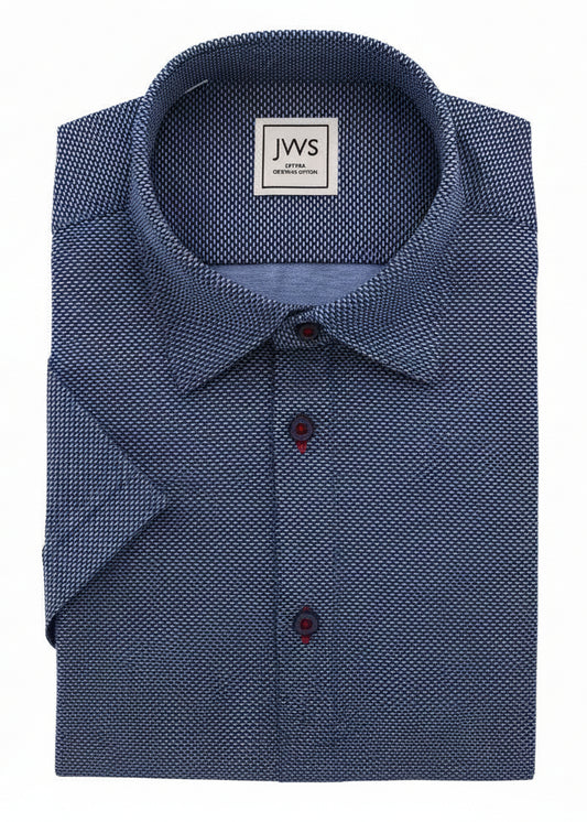 Navy Half Moon Dobby Knit Polo Shirt