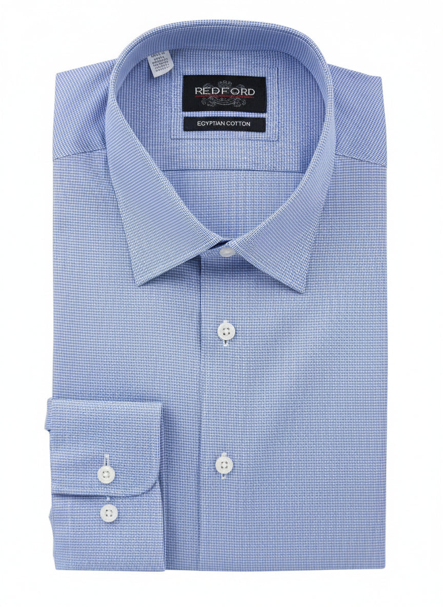 Non-Iron Blue Micro-check Shirt
