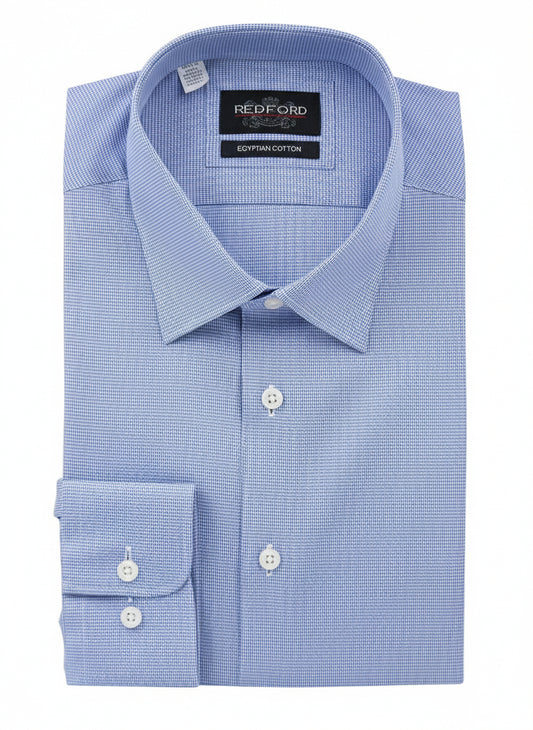 Non-Iron Blue Micro-check Shirt